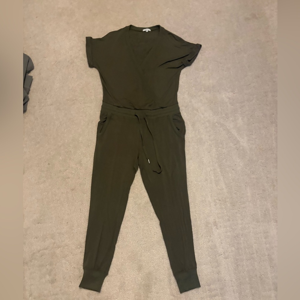 Z Supply Olive Green Short-Sleeve Tie-Waist Jumpsuit